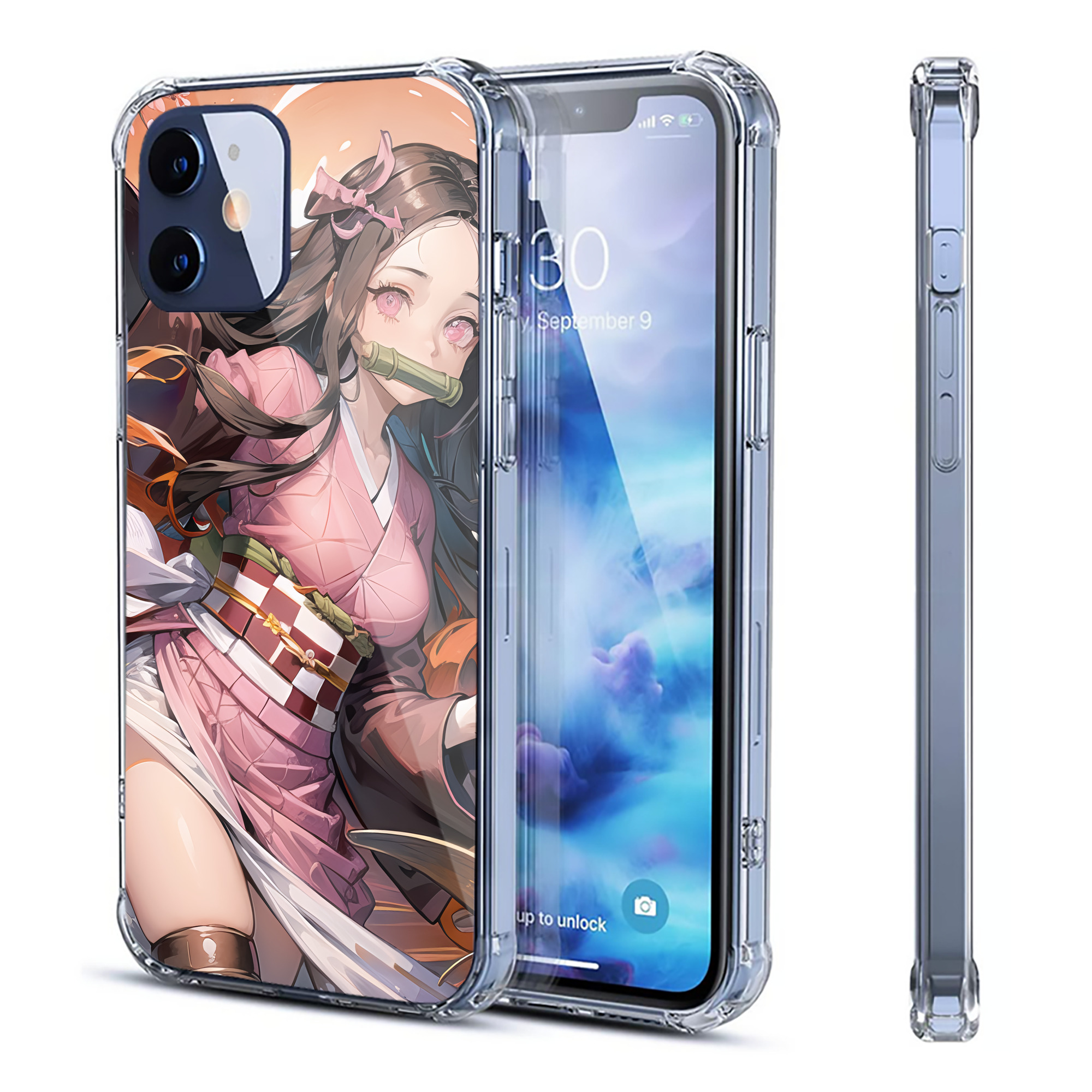 （画像用） 鬼滅の刃（きめつのやいば）竈門 禰󠄀豆子／かまど ねずこ Kamado Nezuko 【iPhone 12シリーズ対応】透明スマホケース（クリアソフトケース）